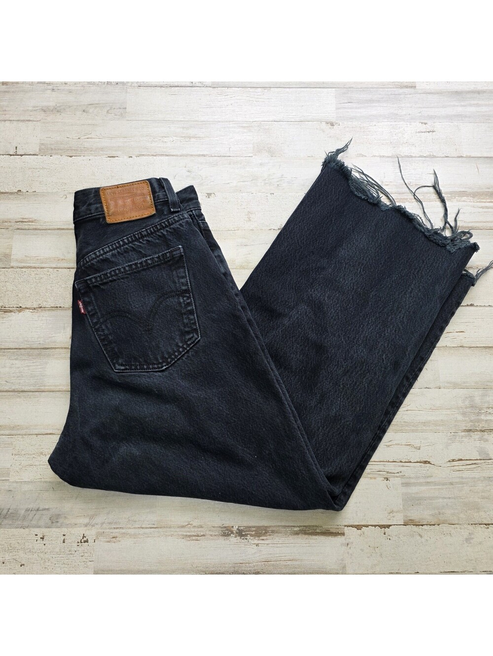 BIG E Levi's Premium Women's Jeans Button Fly Size 25 Raw Hem Wide Leg Cropped